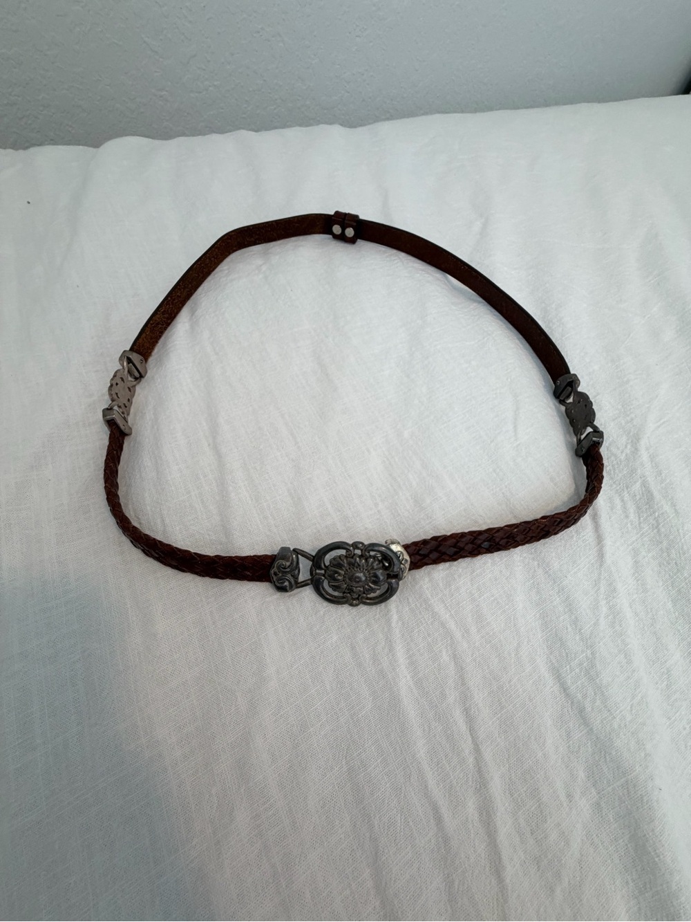 Vintage Olga Santini Concha Hip Belt Leather Braided Brown 90s Boho Y2K Western - Picture 12 of 15